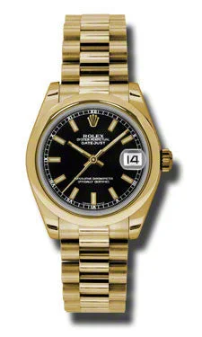 men's Rolex watches with unidirectional bezel -​Rolex - Datejust 31mm - Gold President Yellow Gold - Domed Bezel