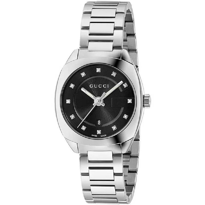 Women's Chronograph Watches with Hygrometer Feature-Gucci Women's YA142503 GG2570 Small Diamond Stainless Steel Watch