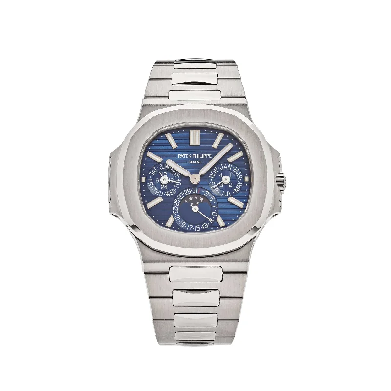 Men's Patek Philippe Watches with Altimeter Calibration-Patek Philippe Nautilus 5740/1G-001 Perpetual Calendar Moon Phases (2024)