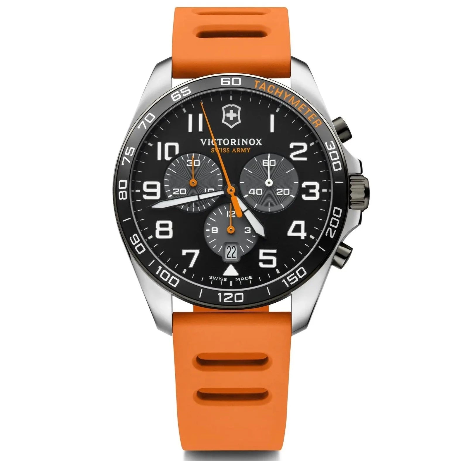 Men's Engagement Design Dress Watches for Proposal Ideas-Victorinox 241893 Men's FieldForce Sport Chrono Orange Watch