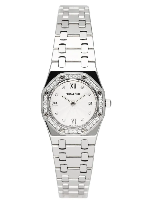Men's Audemars Piguet Swiss Made Watches-Audemars Piguet Royal Oak 67372ST White Dial Ladies Watch
