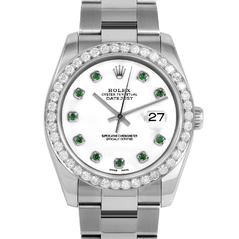 men's Rolex watches with linen dial -​Rolex Datejust 36mm | 116234-WHT-EMD-AM-25CT-OYS