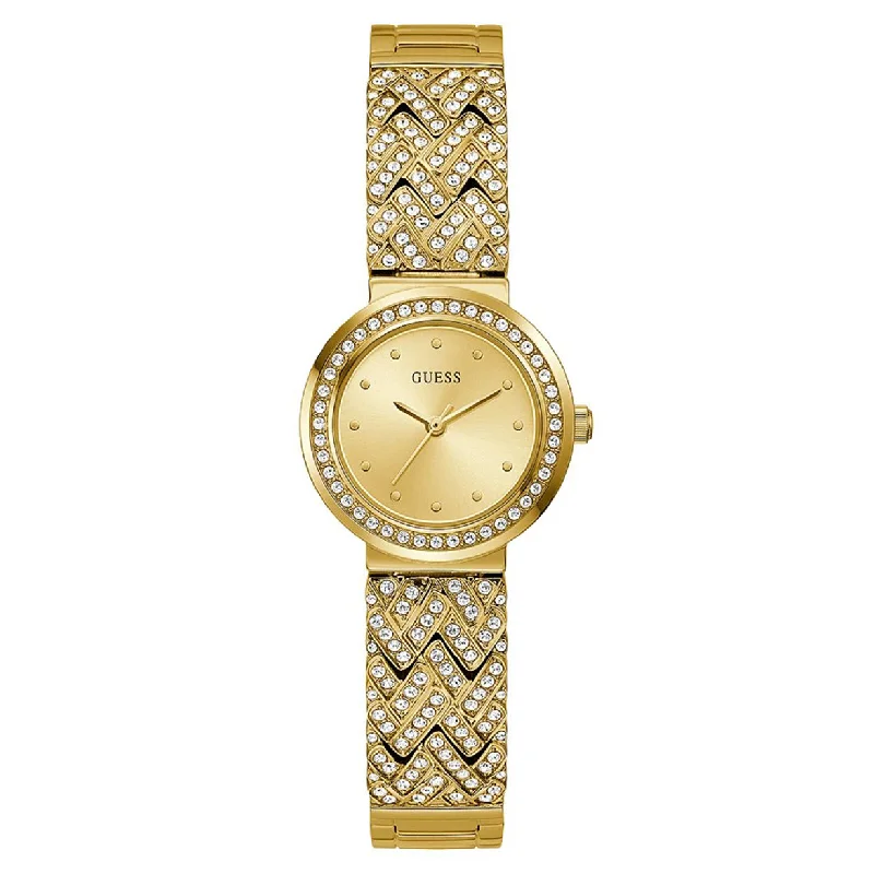 以下是额外的长尾关键词：Guess Treasure Gold Dial Women 26mm