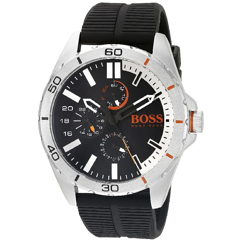 Men's Chronograph Watches for High-End Collectors-Hugo Boss Men's 1513290 Orange Berlin Multi-Function Black Rubber Watch