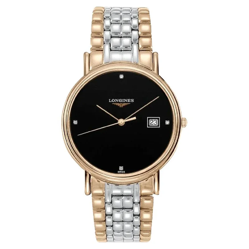 Women's Pilot Watches with Aviation Theme-Longines Presence Black Dial Unisex 38.5mm