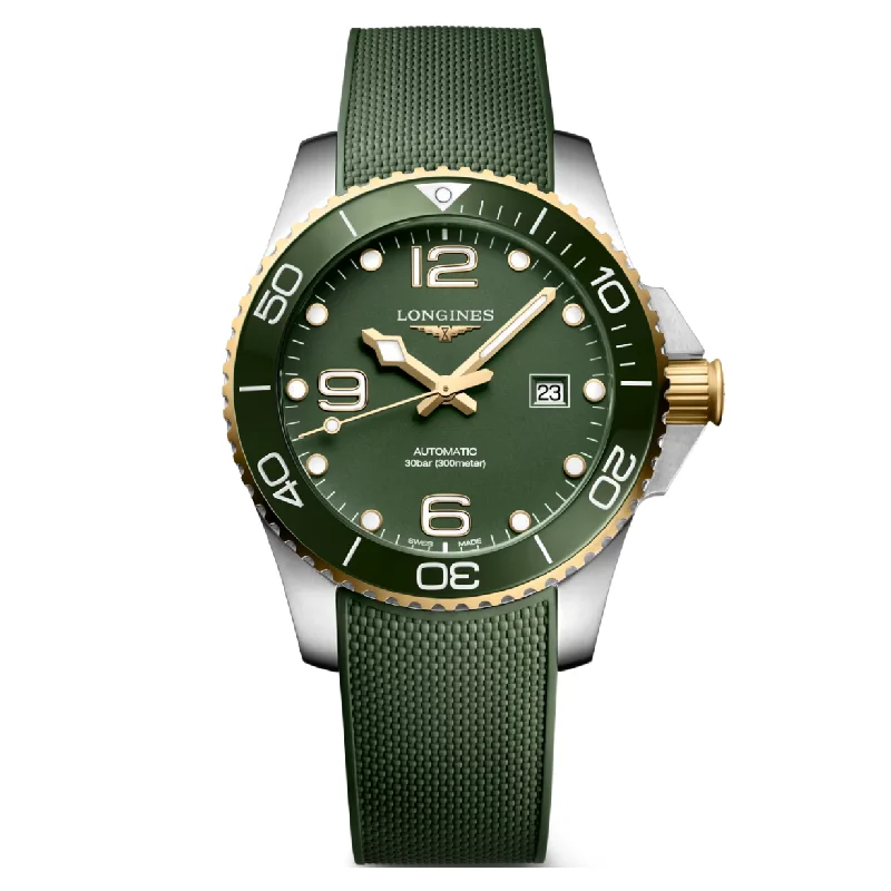 Women's Pilot Watches with Special Edition-Longines Hydroconquest Green Matt Dial Men 43mm