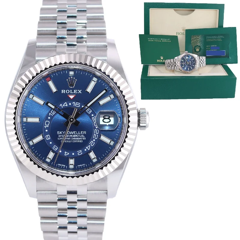 Women's Rolex Modern Design Watches-2024 NEW PAPERS Rolex Sky-Dweller Steel BLUE Jubilee Fluted 42mm 336934 Watch Box