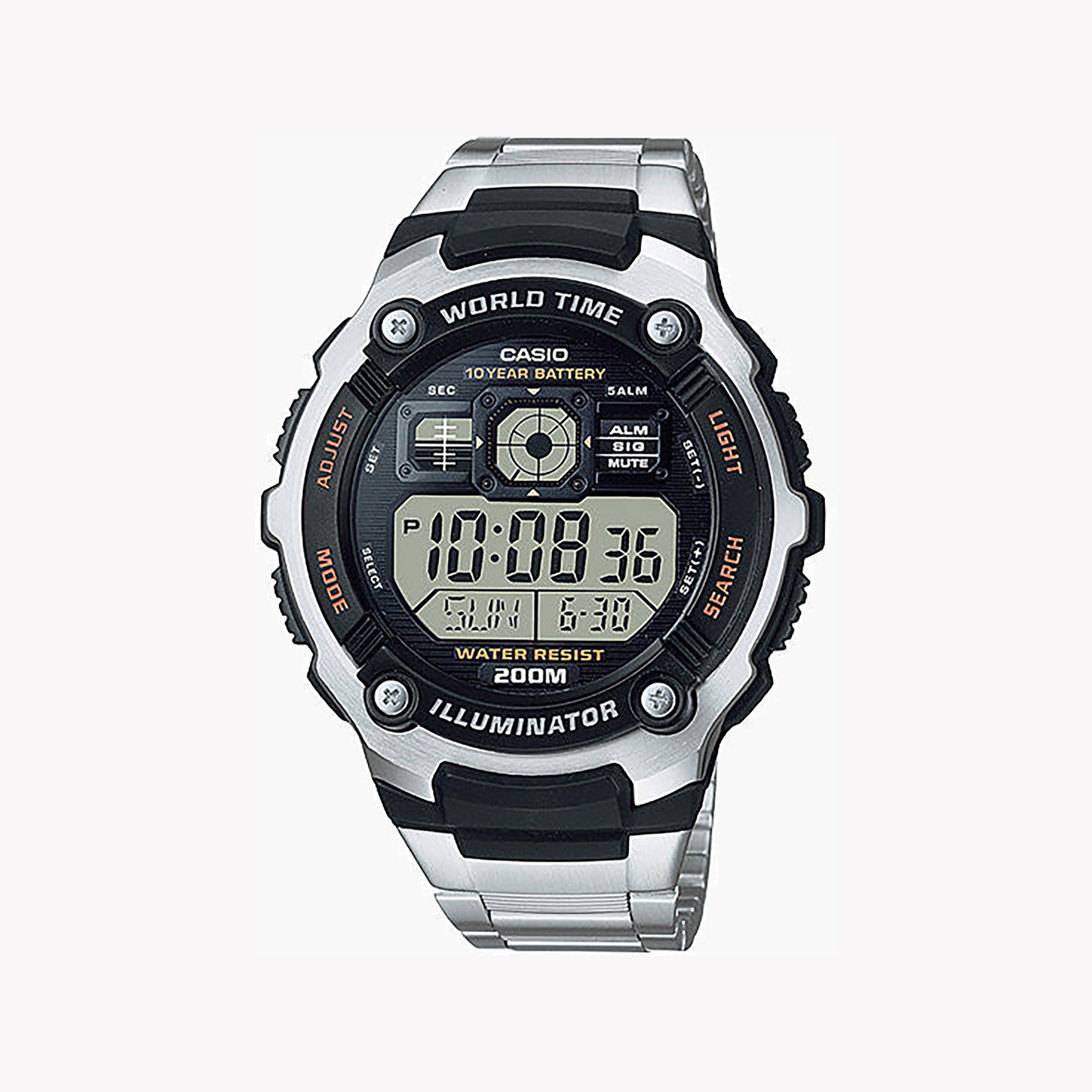 Men's Digital Watches with Altimeter Calibration-CASIO AE-2000WD-1AVSD SPORTY ELEGANCE - MEN'S STAINLESS STEEL ADVENTURE WATCH