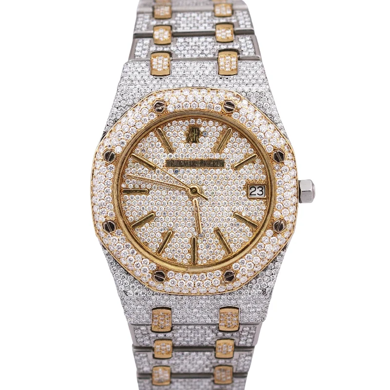 Women's Audemars Piguet Asian Made Watches-Audemars Piguet Royal Oak PAVE DIAMOND Two-Tone 18K Gold Steel 35mm 14100SA