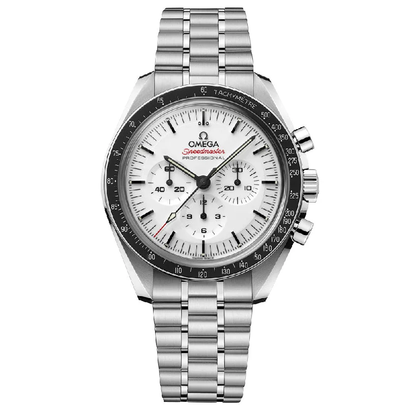 Women's Chronograph Watches with Limited Edition-OMEGA Speedmaster Moonwatch Professional Chronograph 42mm White Dial Manual Wound Gents Watch 31030425004001