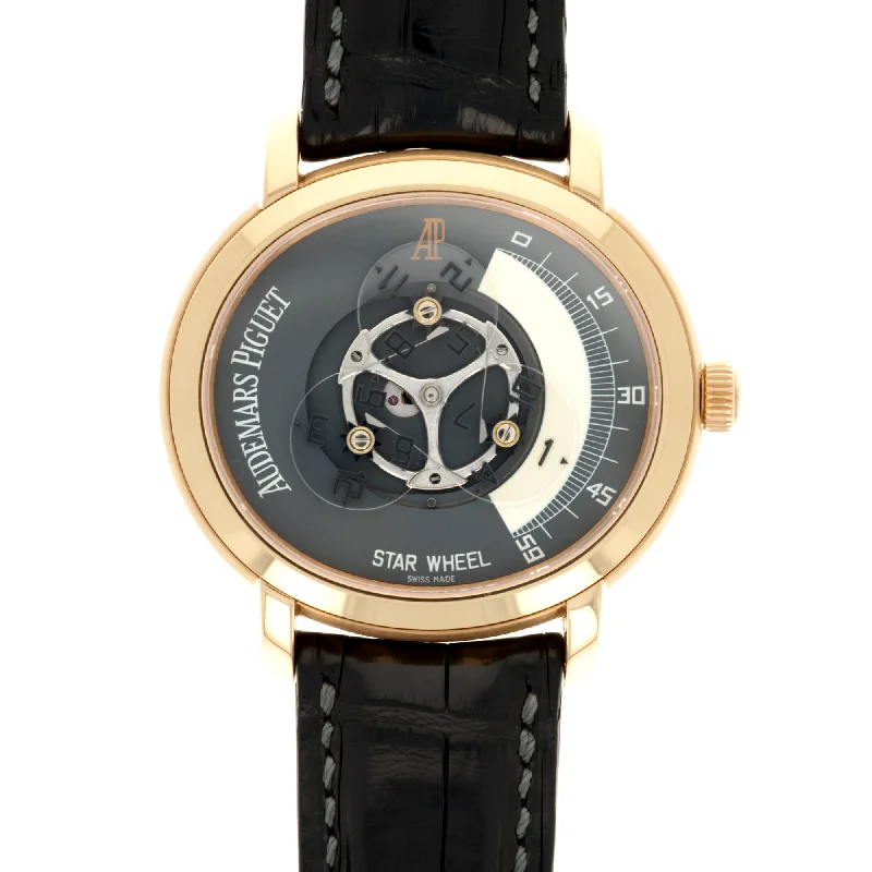 Men's Audemars Piguet Engraved Design Watches-Audemars Piguet Rose Gold Star Wheel Millenary Watch Ref. 25898