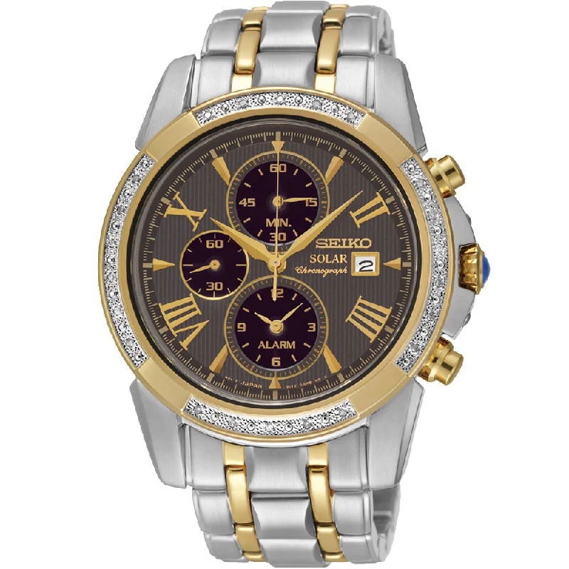 Men's Seiko Retro Design Watches-Seiko SSC312P-9 Le Grand Sport Solar Diamond Set Watch