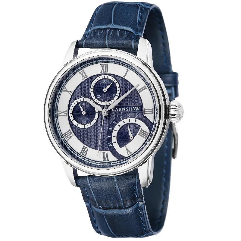 Men's Kinetic Design Dress Watches with Automatic Charging-Thomas Earnshaw Blue Longitude Retrograde Watch ES-8104-02