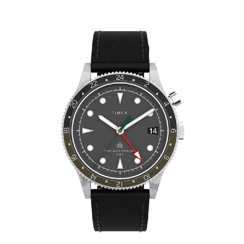 Men's Military Watches for Theatrical Performances-Waterbury Traditional GMT 39mm Leather Band