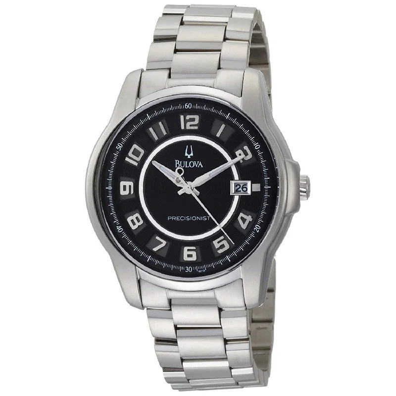 Men's Chronograph Watches with Tachymeter Scale-Bulova Men's 96B129 Precisionist Claremont Stainless Steel Watch