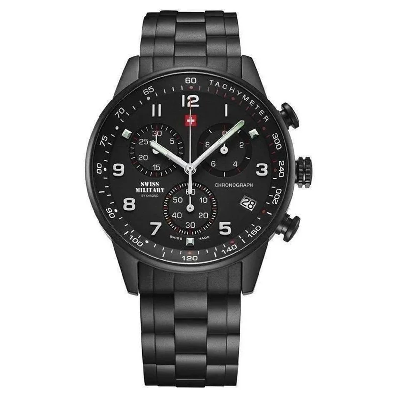 Men's Military Watches with Patriotic Design-Swiss Military Men's Stainless Steel Watch - SM34012.04
