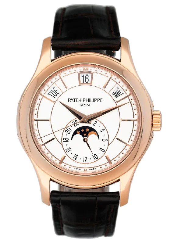 Men's Patek Philippe Watches for Pilots-Patek Philippe Complications 5205R Silver Dial Mens Watch Box Papers