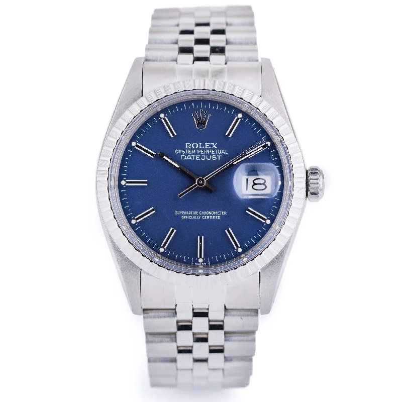 men's Rolex watches with green dials -​Rolex DateJust 36 | REF. 16030 | Blue Dial | Stainless Steel | 1985