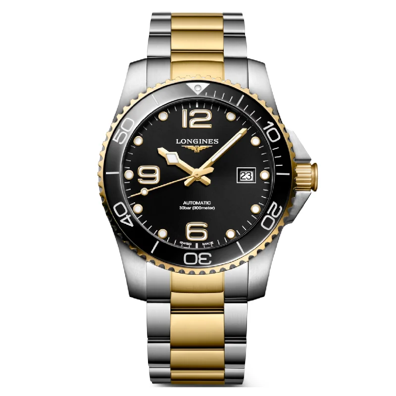 Women's Pilot Watches for Pilots-Longines Hydroconquest Sunray Black Dial Men 41mm