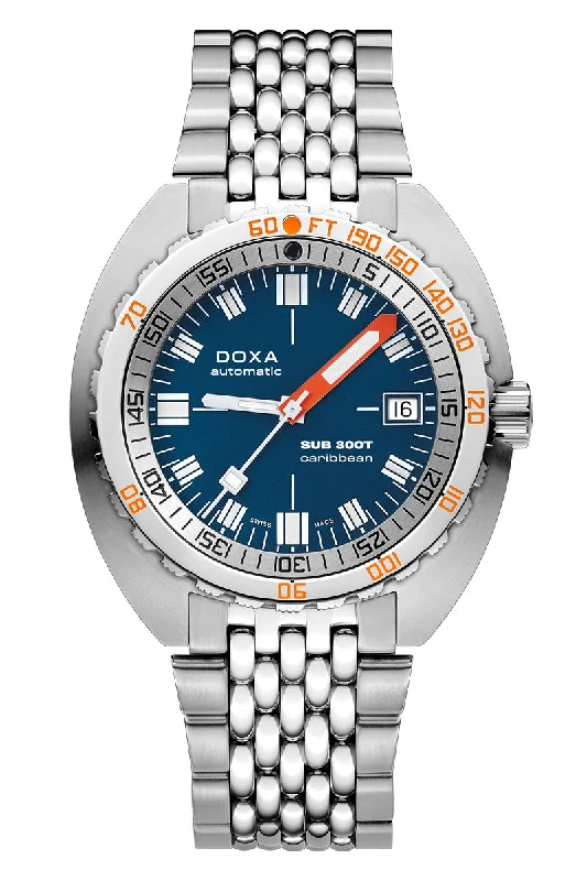 Men's Minimalist Style Men's Dress Watches-Doxa Sub 300T Caribbean 840.10.201.10