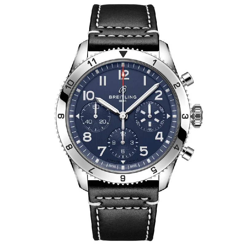 Chronograph Watches for Women Online-Breitling Classic AVI Tribute To Vought F4U Corsair 42mm Blue Dial Automatic Chronograph Gents Watch A233801A1C1X1