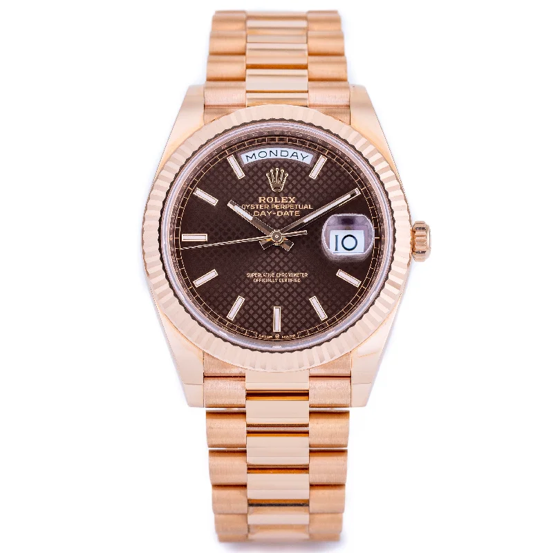 Where to buy vintage Rolex GMT-Master men's watches near me -Unworn Rolex Day-Date | REF. 228235 | Chocolate Brown Motif Dial | 18k Rose Gold | 2019 | Box & Papers