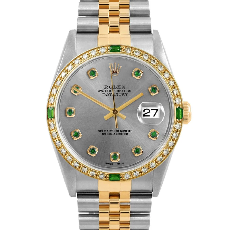 men's Rolex watches with Arabic numerals -​Rolex Datejust 36mm | 16233-SLT-EMD-AM-4EMD-JBL