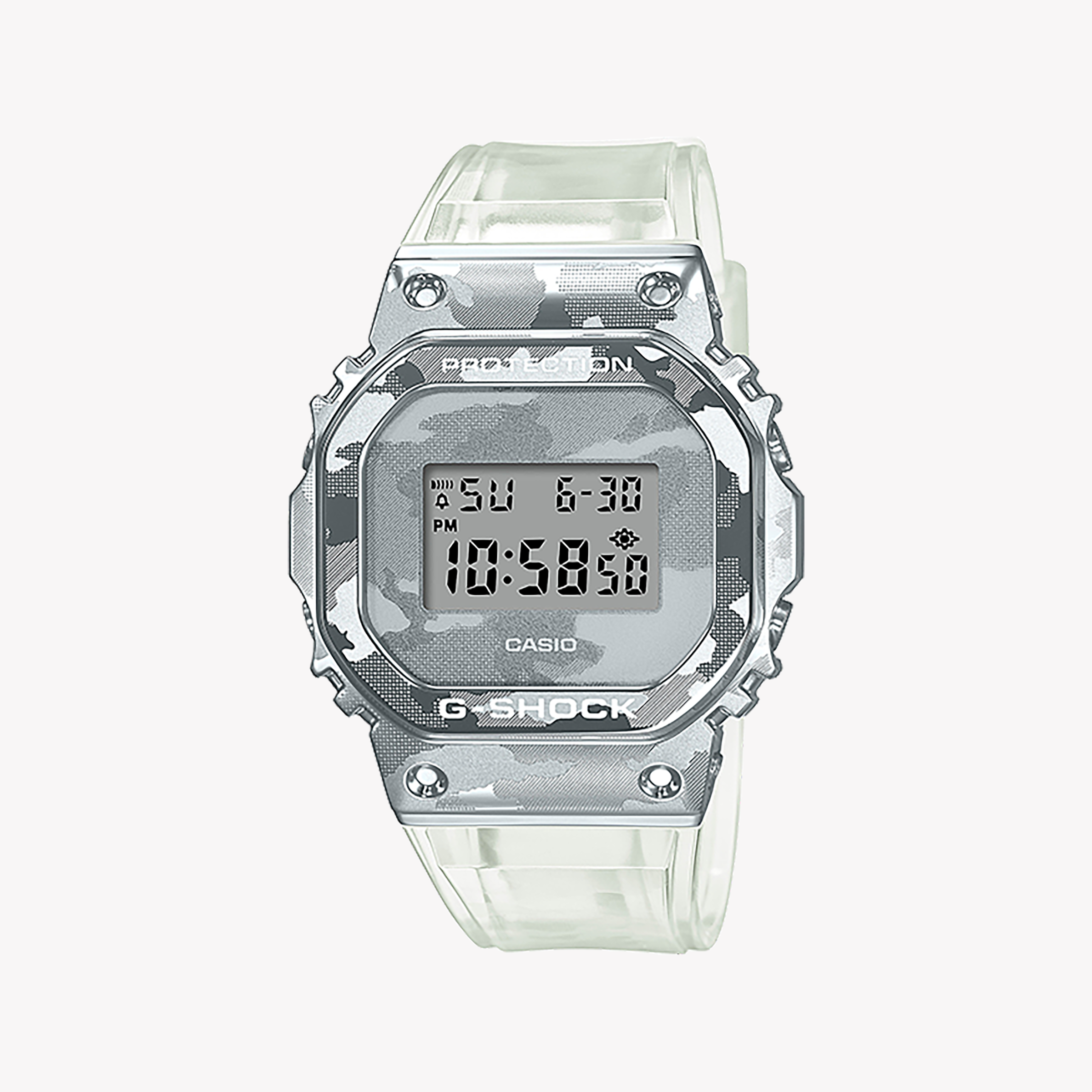 Men's Digital Watches for Fitness Tracking-G-SHOCK Men's Silver Resin Watch, White Band | GM-5600SCM-1DR