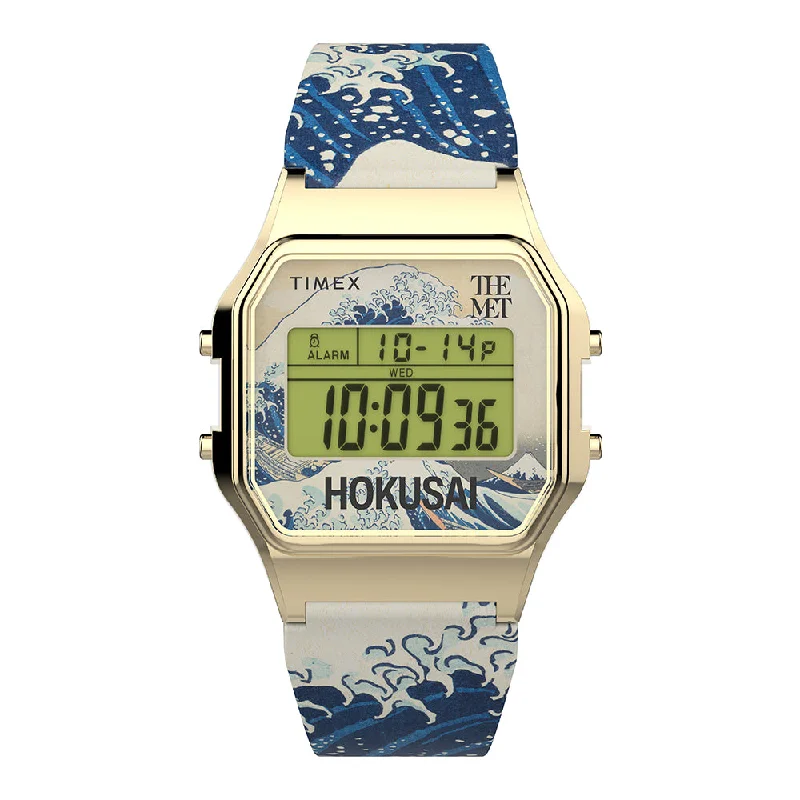 Women's Pilot Watches with Thermometer Function-The Met Hokusai Digital 34mm Resin Band