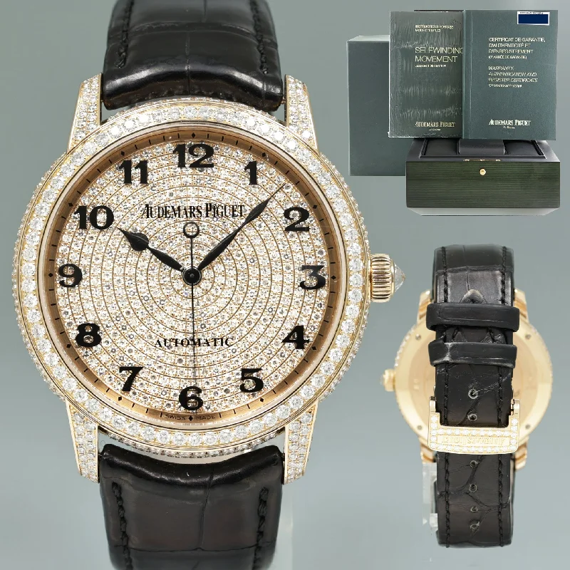 Women's Audemars Piguet Small Size Style Watches-PAPERS FACTORY DIAMOND Audemars Piguet 18k Rose Gold 43mm 15159OR Watch Box