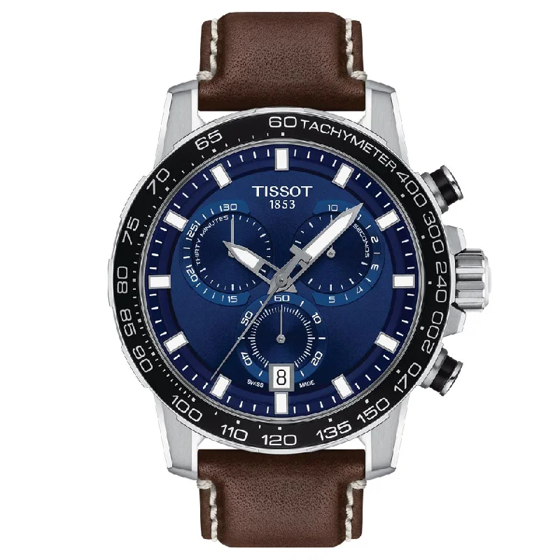 Women's Chronograph Watches for Collectors-Tissot Supersport Chrono 45.5mm Blue Dial Quartz Gents Watch T1256171604100