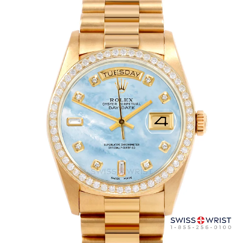 men's Rolex watches with sector dial -​Rolex Day-Date 36mm | 18038-LBMOP-DIA-AM-BDS-PRS