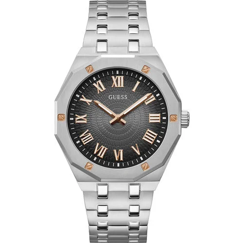 Women's Pilot Watches with Personalized Engraving-Guess Asset Black Dial Men 42.5mm GW0575G1