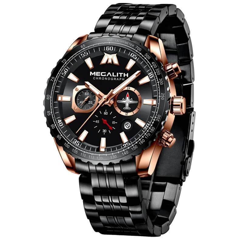 Men's Chronograph Watches with Luxury Materials-8212M | Quartz Men Watch | Stainless Steel Band