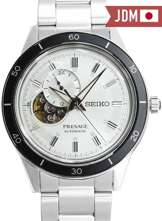 Men's Seiko Formal Event Watches-Presage “Style60’s” Series Open-Heart White Ref. SARY189