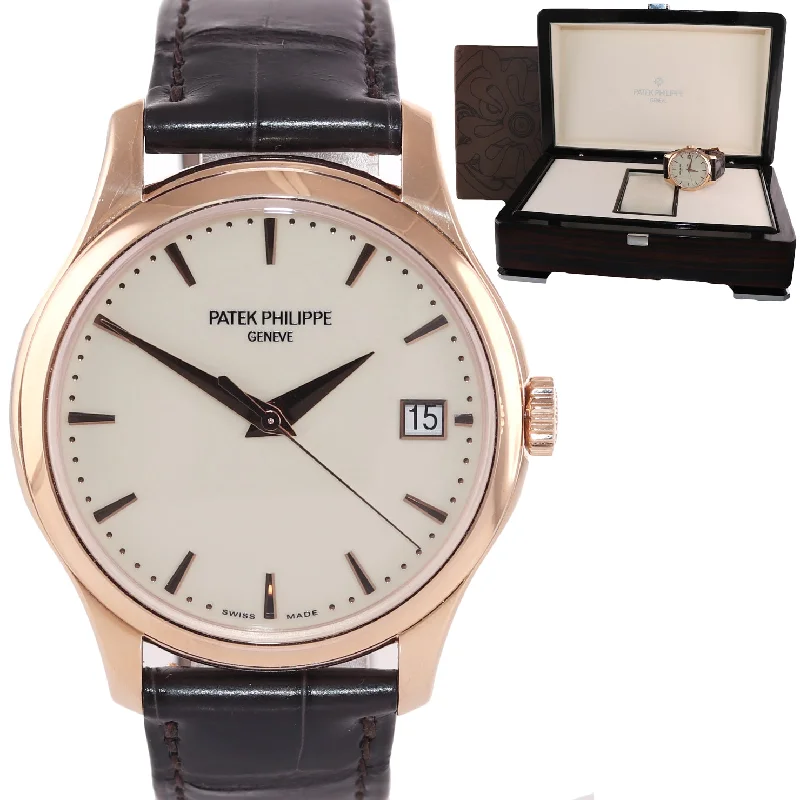 Women's Patek Philippe Engagement Watches-Patek Philippe Calatrava Date 18K Rose Gold Ivory 39mm 5227R-001 Watch