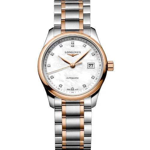 Women's Pilot Watches with Automatic Movement-Longines Master Collection White Mother-Of-Pearl Dial Women 29mm