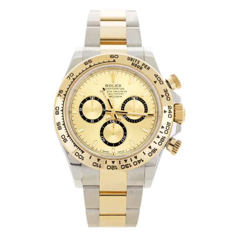 men's Rolex watches with meteorite bezel -​Rolex Cosmograph Daytona Stainless Steel & Gold Gold Dial 40mm 126503 Full Set
