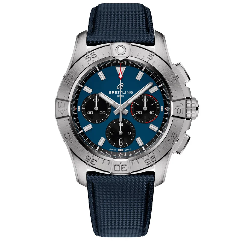 Women's Chronograph Watches with Laser Engraving-Breitling Avenger B01 Chronograph 42mm Blue Dial Automatic Gents Watch AB0146101C1X1