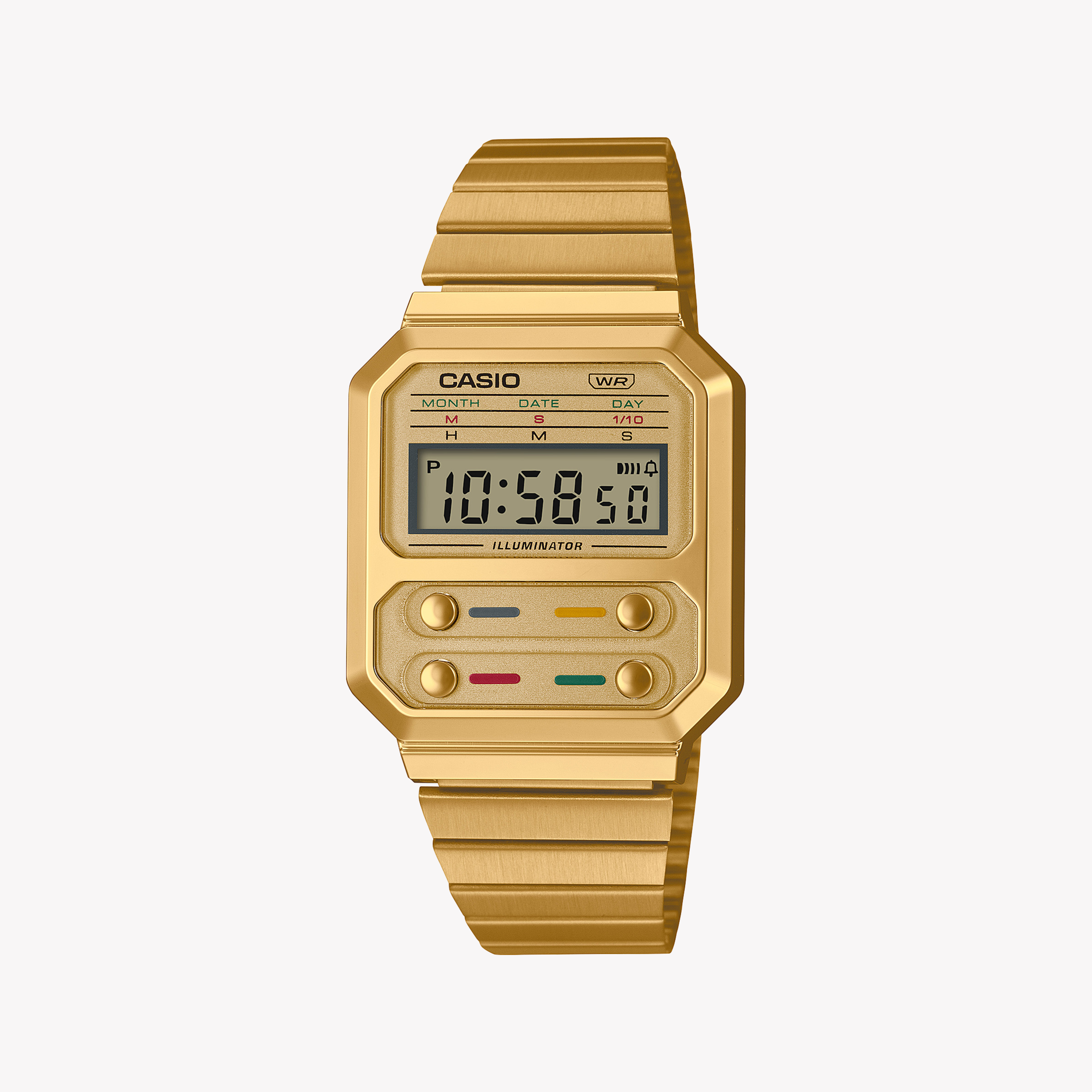 Men's Digital Watches with Advanced Navigation-Casio Unisex Gold Resin Watch, Stainless Steel Band | A100WEG-9ADF