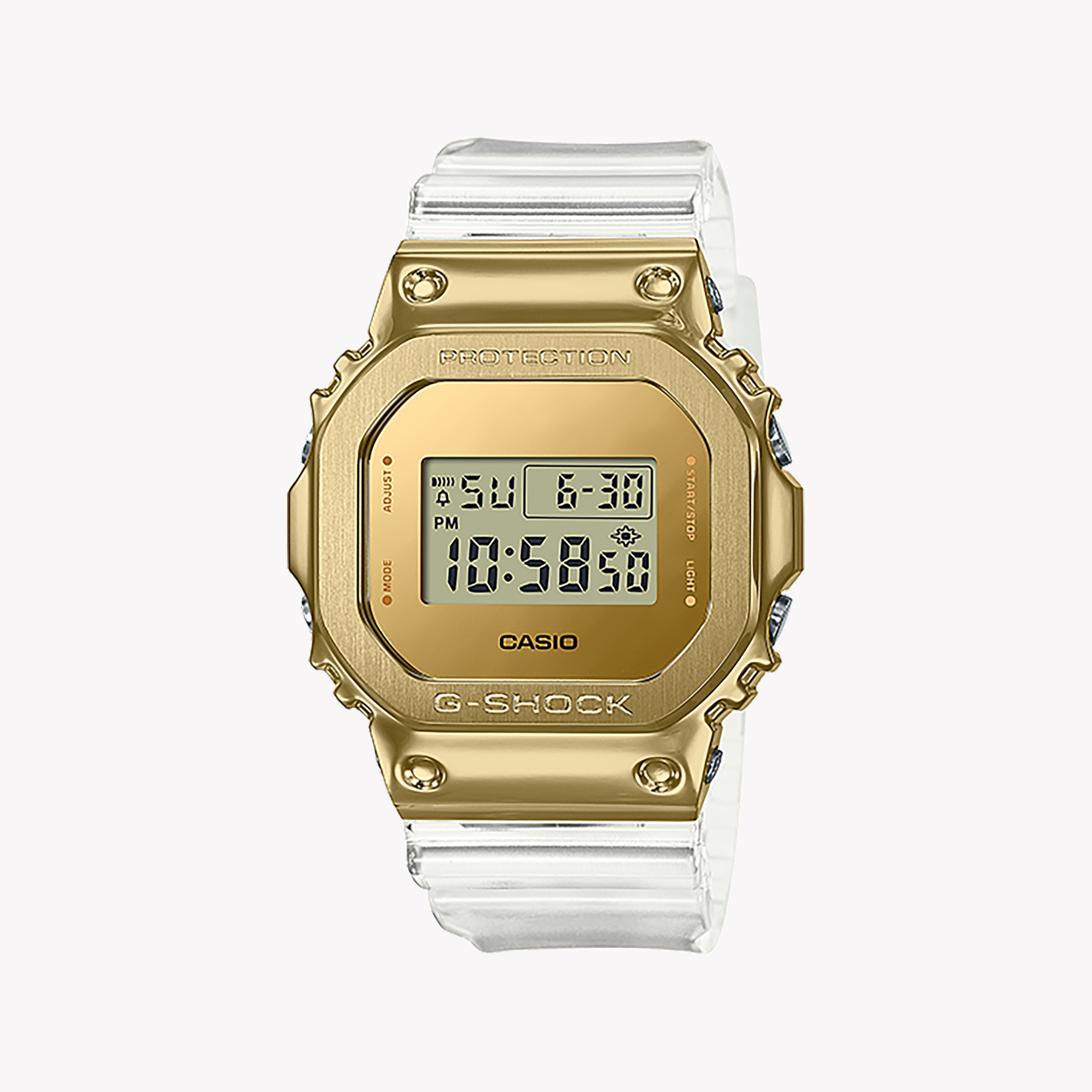 Men's Digital Watches for Adventure Seekers-CASIO G-SHOCK GM-5600SG-9DR - GOLDEN ADVENTURER MEN'S WATCH with White Resin Band and Digital Display