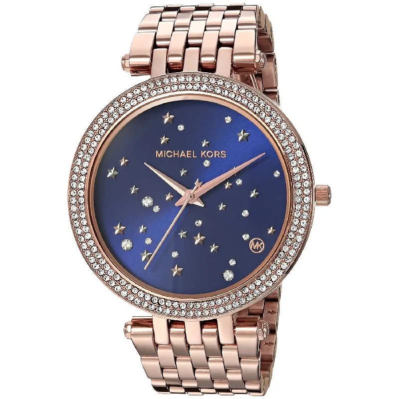 Women's Chronograph Watches for Understated Elegance-Michael Kors Women's MK3728 Darci Stars Crystal Rose-Tone Stainless Steel Watch