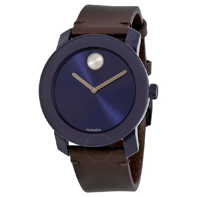 Men's Chronograph Watches for Navigation-Movado Men's 3600461 Bold Brown Leather Watch