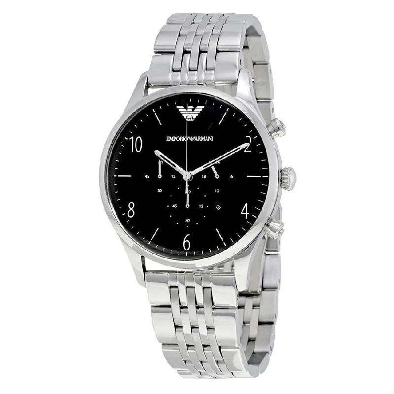 Men's Chronograph Watches with Radio Frequency-Emporio Armani Beta Chronograph Black Dial Men's Watch AR1863