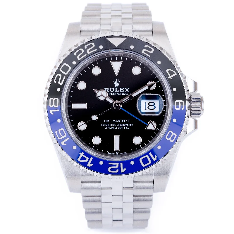 men's Rolex watches with unidirectional bezel -​Rolex GMT-Master II "Batgirl" | REF. 126710BLNR | 2021 | Box & Papers | Stainless Steel