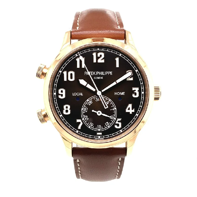 Men's Patek Philippe Watches with Minimalist Style-Patek Philippe Calatrava Pilot Travel Time 5524R-001 - Pre-Owned