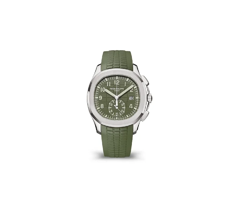 Men's Patek Philippe Watches for Technological Innovation-42mm Chronograph 18k White Gold Khaki Green Dial