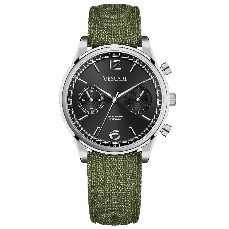 Men's Gift Dress Watches for Friends and Family-Vescari Chestor Steel Black Chronograph Watch VSC-02SB-4