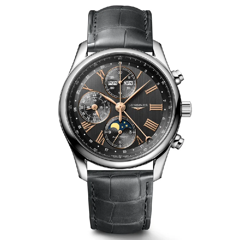 Women's Chronograph Watches for Timeless Style-Longines Master Collection 40mm Anthracite Dial Moonphase Automatic Chronograph Gents Watch L2.673.4.61.2