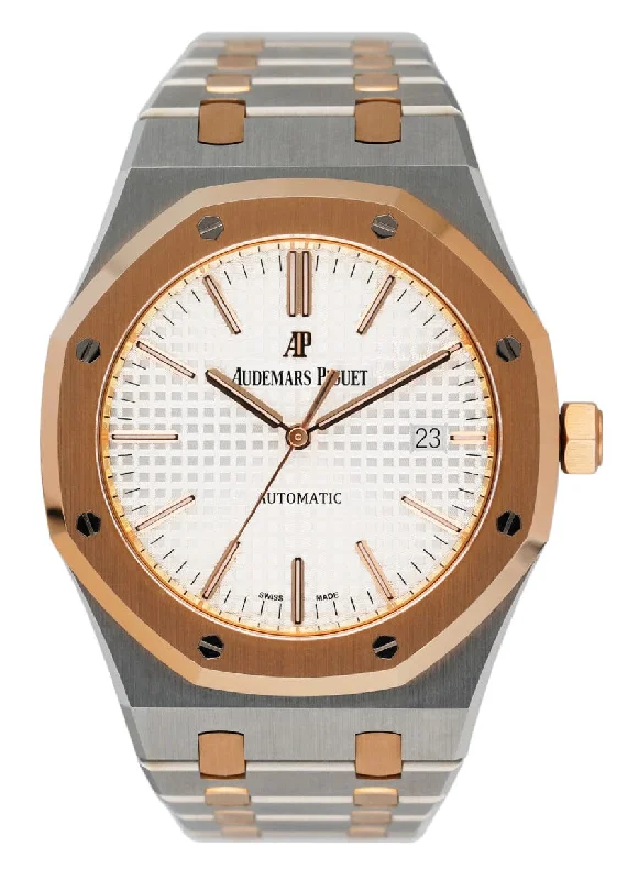 Men's Audemars Piguet Digital Style Watches-Audemars Piguet Royal Oak 15400SR White Dial Mens Watch Papers